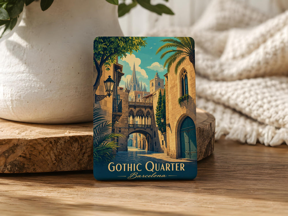 Gothic Quarter Barcelona Fridge Magnet, Barri Gòtic Landmark Souvenir Magnet, Barcelona Spain Travel Keepsake Magnet