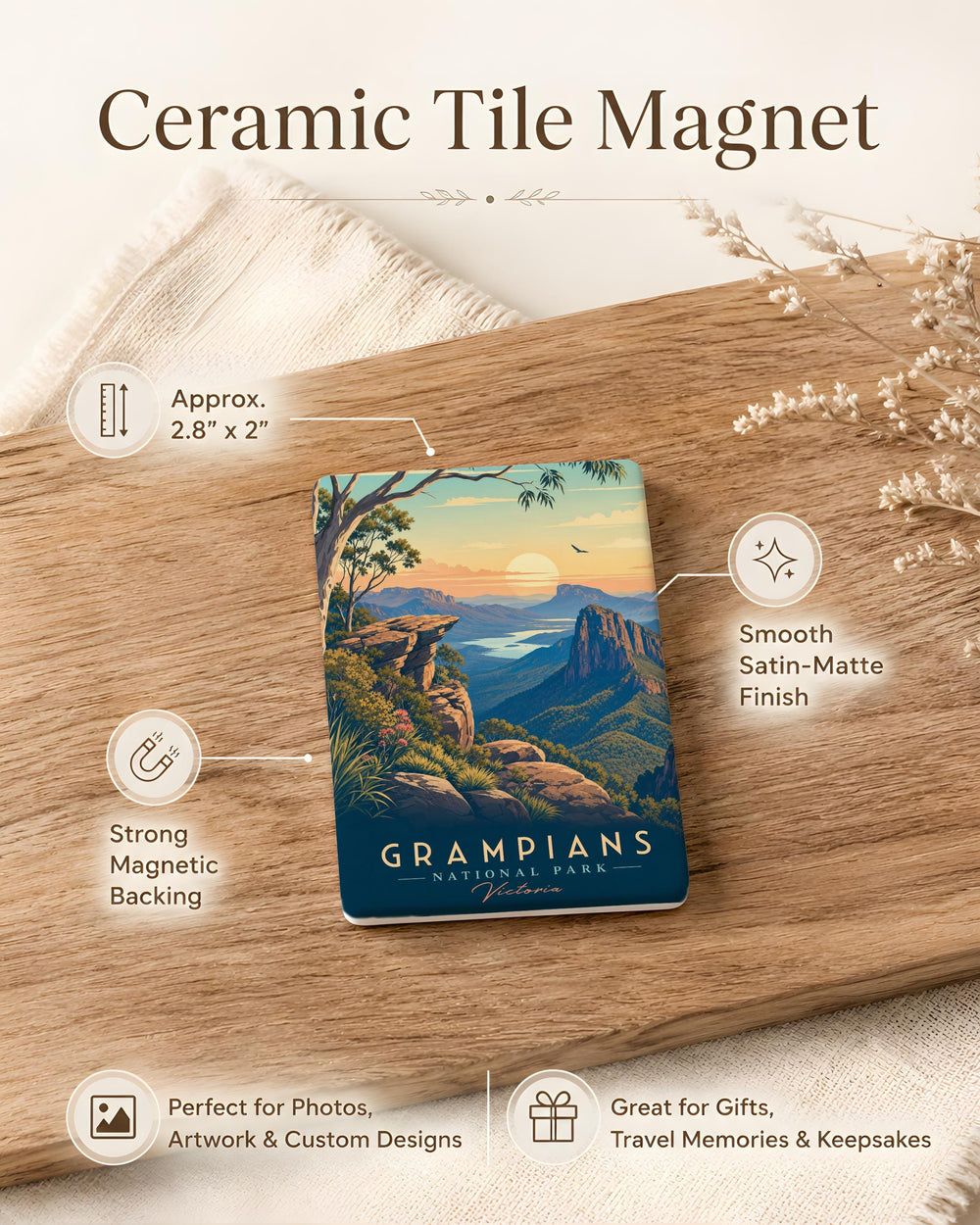 Grampians National Park Fridge Magnet, Australia Travel Souvenir, Grampians Mountains Landmark Keepsake Magnet