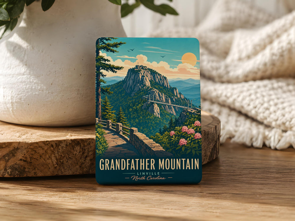 Grandfather Mountain Fridge Magnet, North Carolina Landmark Souvenir, Blue Ridge Parkway Travel Keepsake Magnet