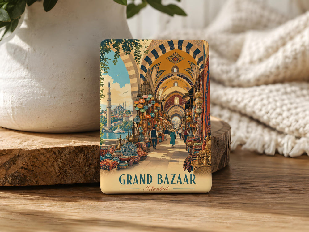 Grand Bazaar Istanbul Fridge Magnet, Turkish Market Souvenir Magnet, Istanbul Turkey Travel Gift, Grand Bazaar Landmark Magnet