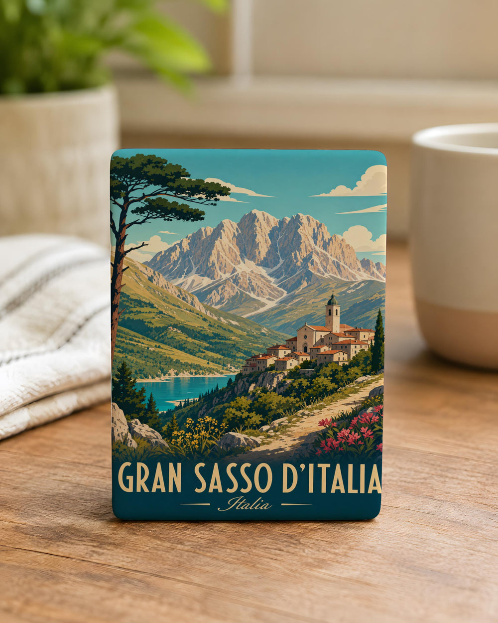 Gran Sasso d'Italia Fridge Magnet, Italy Mountain Peak Souvenir Magnet, Abruzzo Apennines Travel Keepsake Magnet