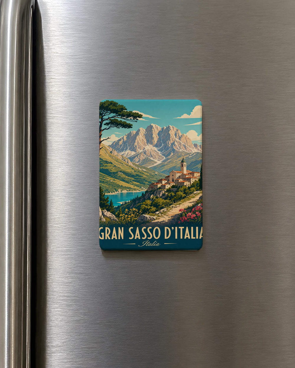 Gran Sasso d'Italia Fridge Magnet, Italy Mountain Peak Souvenir Magnet, Abruzzo Apennines Travel Keepsake Magnet