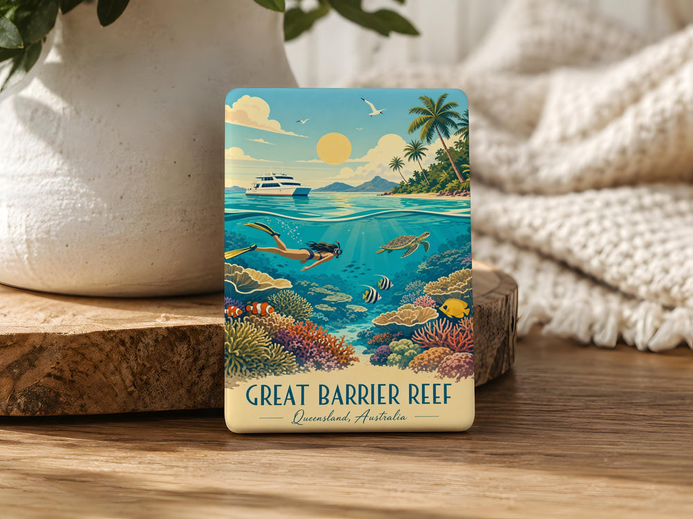 Great Barrier Reef Fridge Magnet, Australia Coral Reef Ocean Sea Life Souvenir Magnet, Travel Gift for Reef Lovers