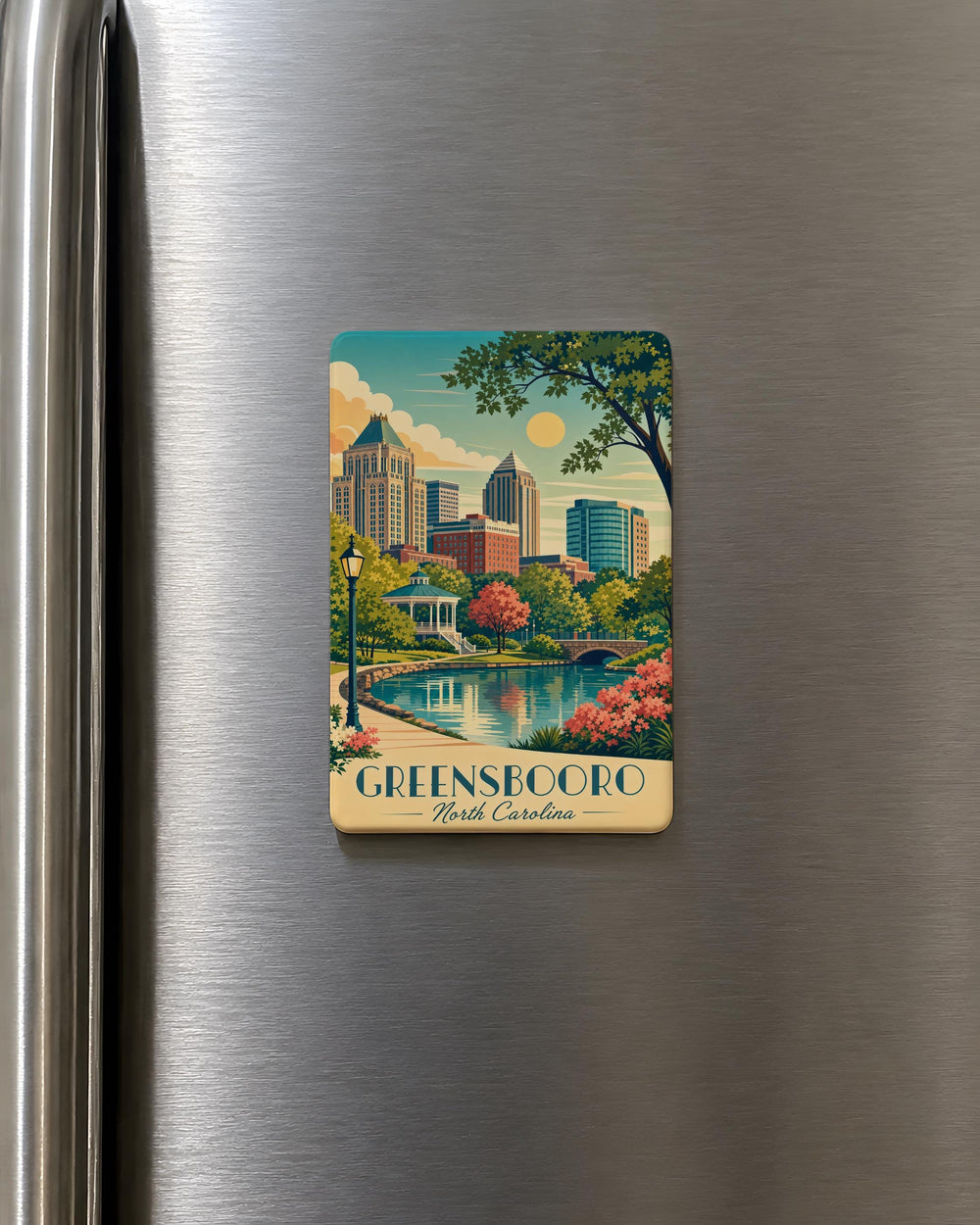 Greensboro NC Fridge Magnet, Greensboro North Carolina Souvenir Magnet, Greensboro City Landmark Travel Gift, NC Keepsake Magnet