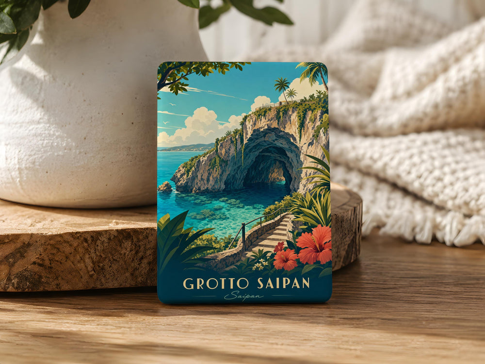 Grotto Saipan Fridge Magnet, Saipan Island Sea Cave Souvenir Magnet, Northern Mariana Islands Travel Keepsake Magnet