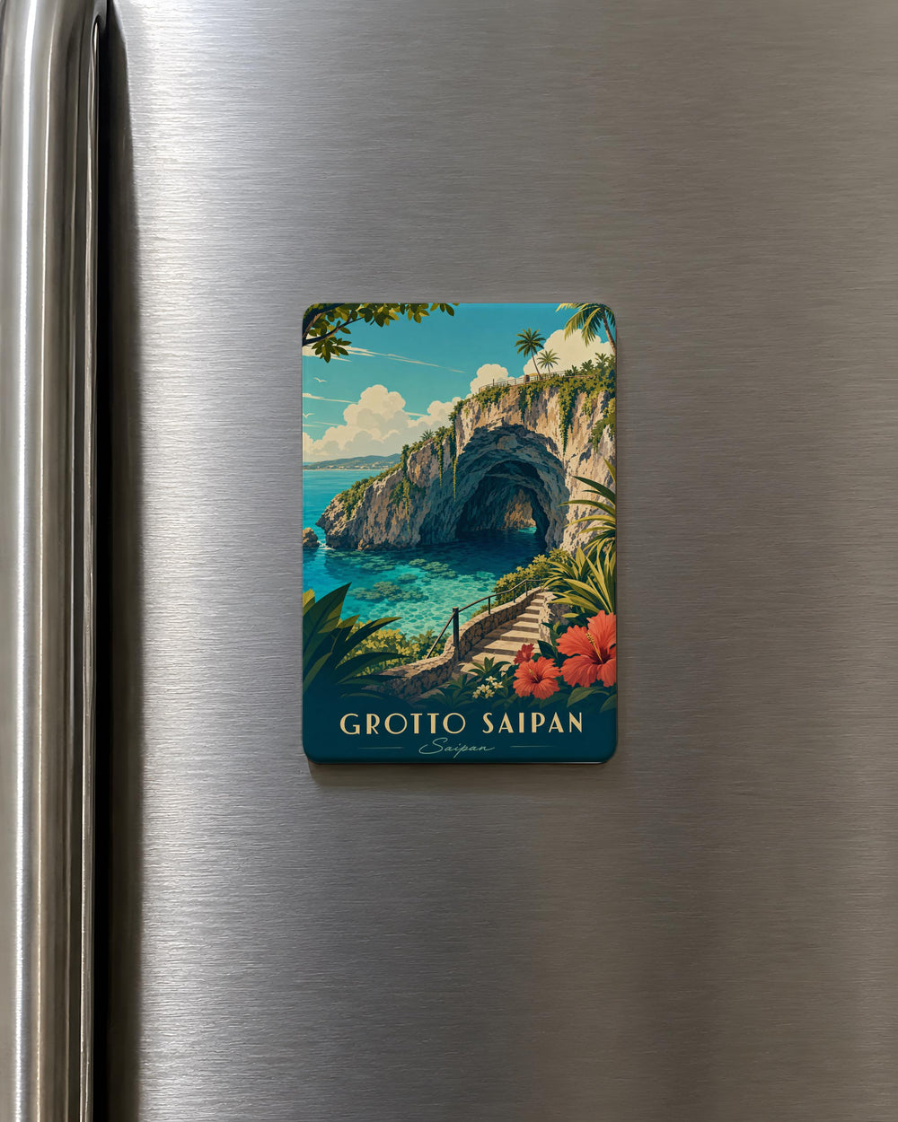 Grotto Saipan Fridge Magnet, Saipan Island Sea Cave Souvenir Magnet, Northern Mariana Islands Travel Keepsake Magnet
