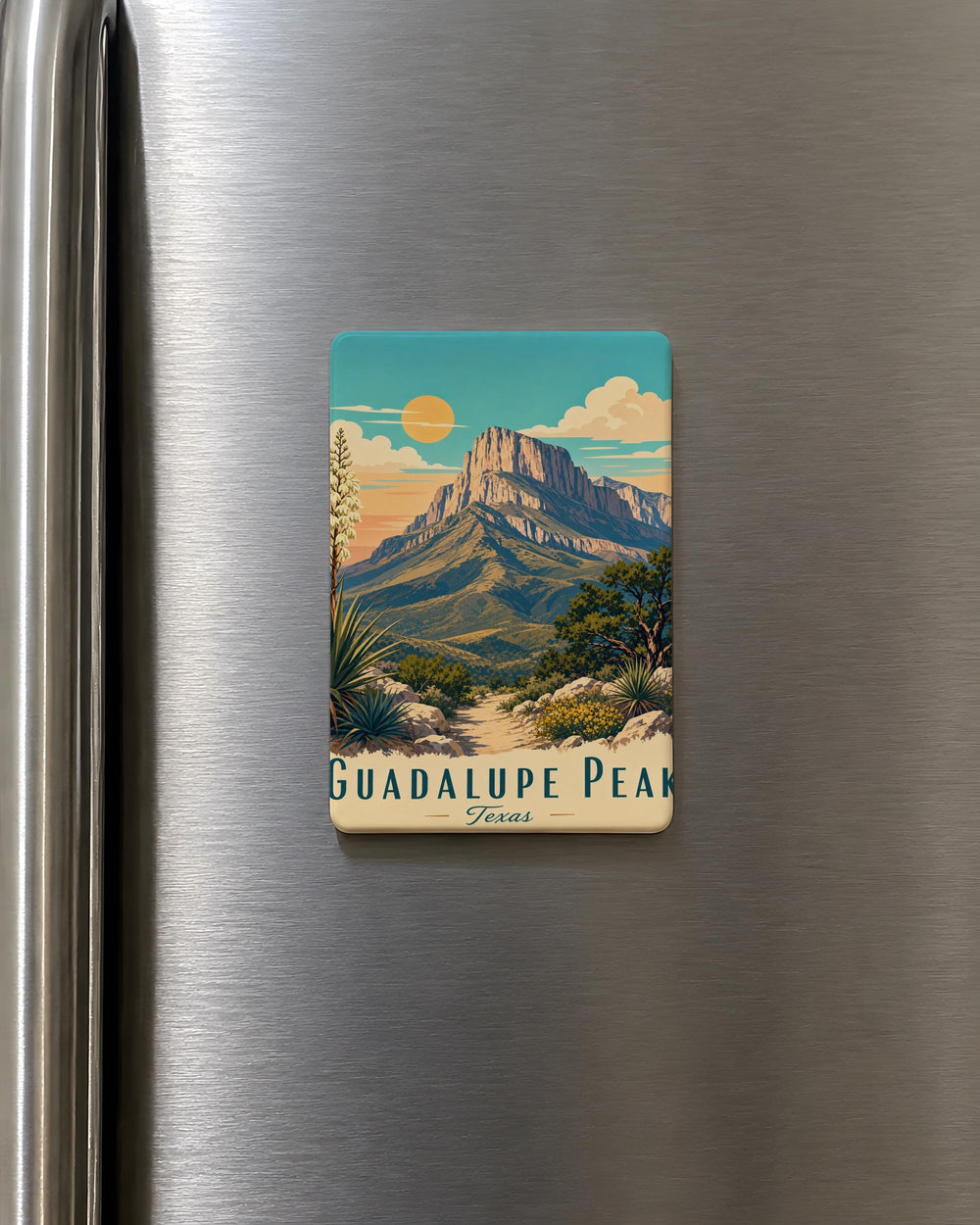 Guadalupe Peak Fridge Magnet, Guadalupe Mountains National Park Souvenir, Texas Mountain Landmark Magnet, Hiking Gift