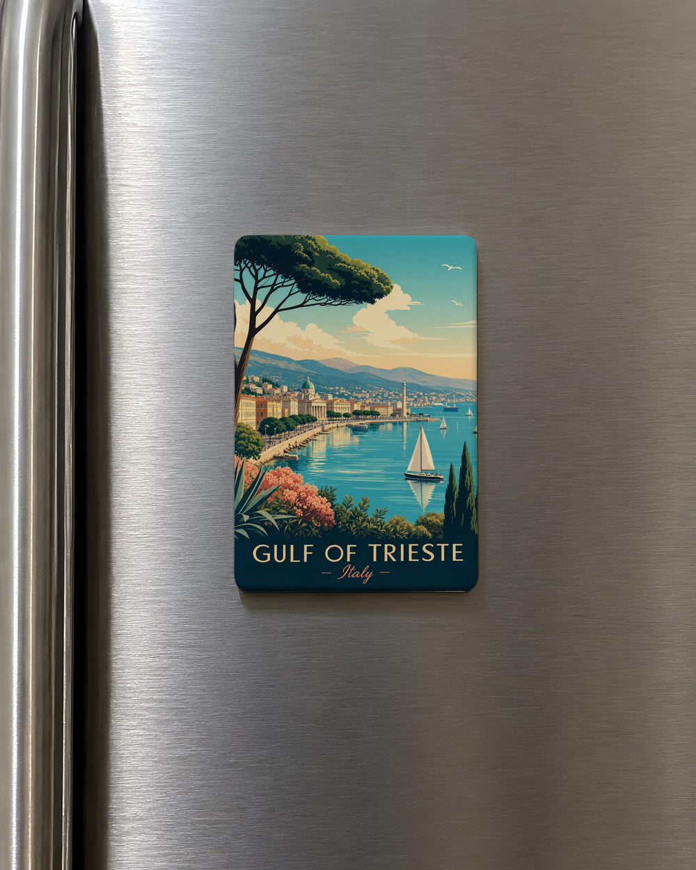 Gulf of Trieste Fridge Magnet, Trieste Italy Souvenir Magnet, Adriatic Sea Coastal Landmark Travel Gift
