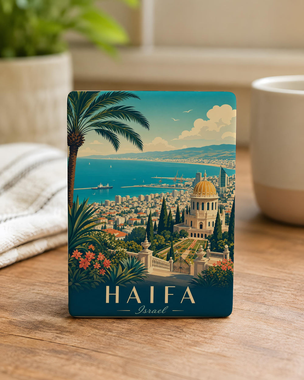 Haifa Israel Fridge Magnet, Haifa Souvenir Magnet, Israel Travel Gift, Haifa City Landmark Keepsake, Holy Land Magnet