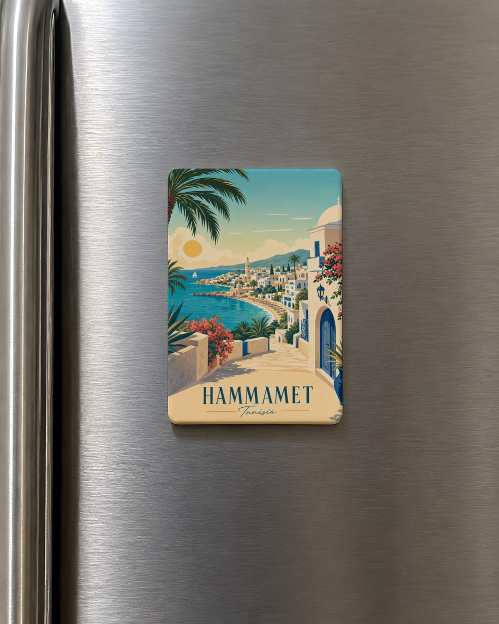 Hammamet Tunisia Fridge Magnet, Hammamet Souvenir Magnet, Tunisia Travel Gift, Coastal City Keepsake Magnet
