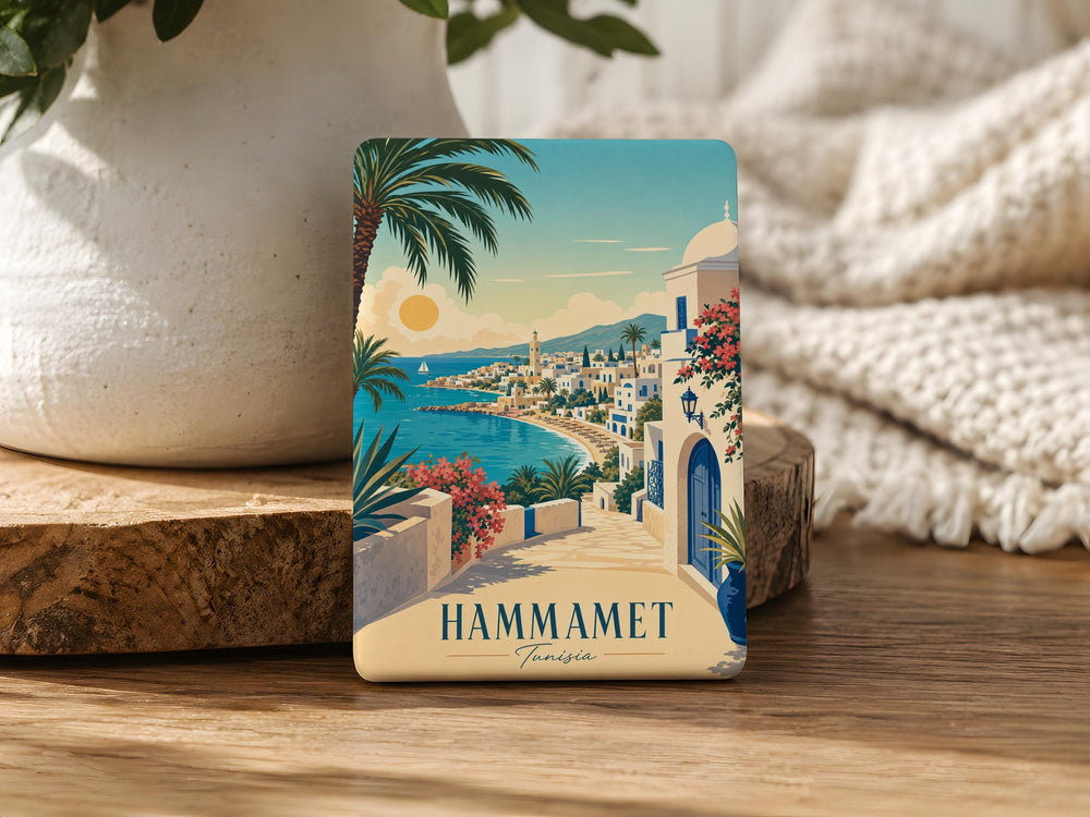 Hammamet Tunisia Fridge Magnet, Hammamet Souvenir Magnet, Tunisia Travel Gift, Coastal City Keepsake Magnet