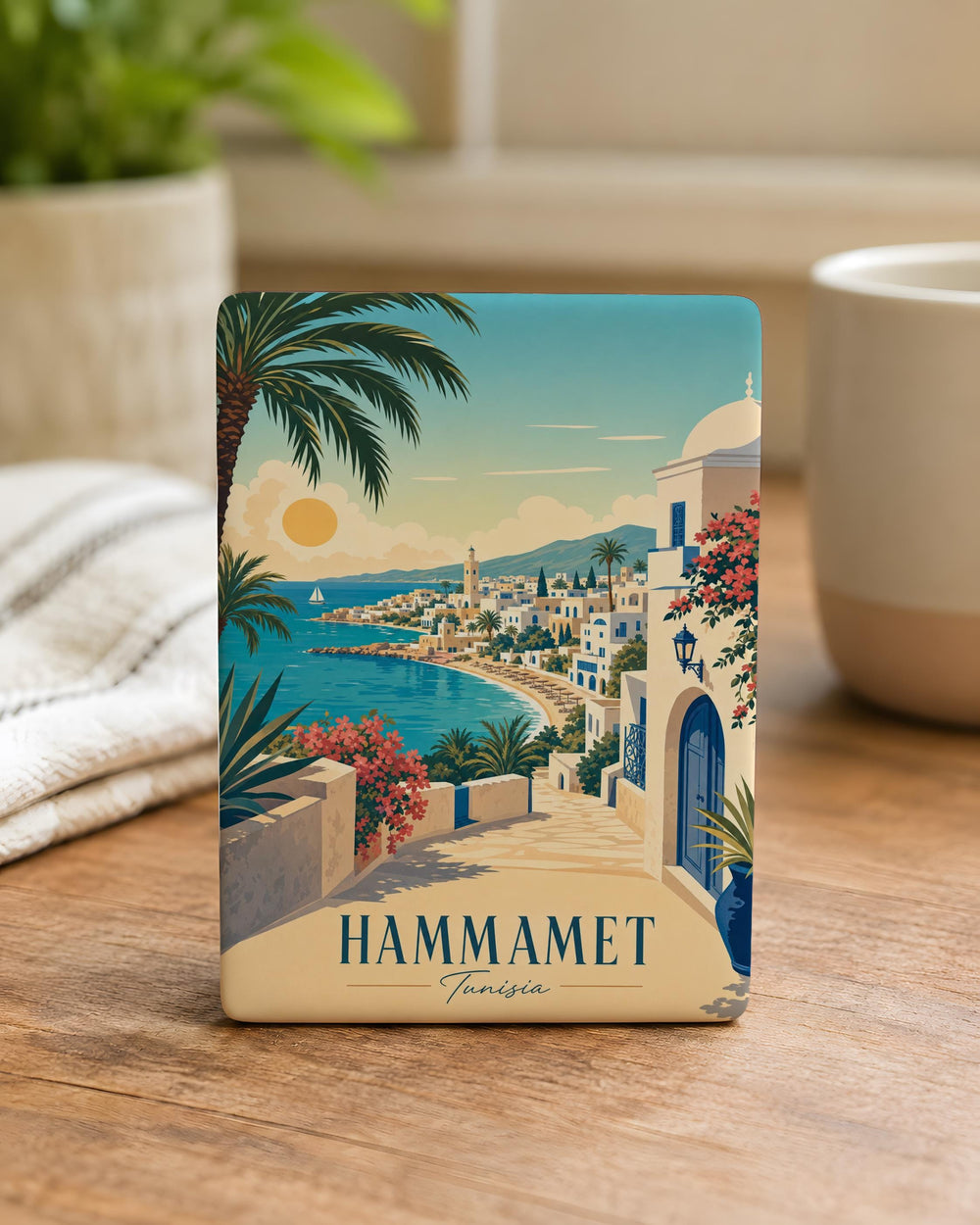 Hammamet Tunisia Fridge Magnet, Hammamet Souvenir Magnet, Tunisia Travel Gift, Coastal City Keepsake Magnet