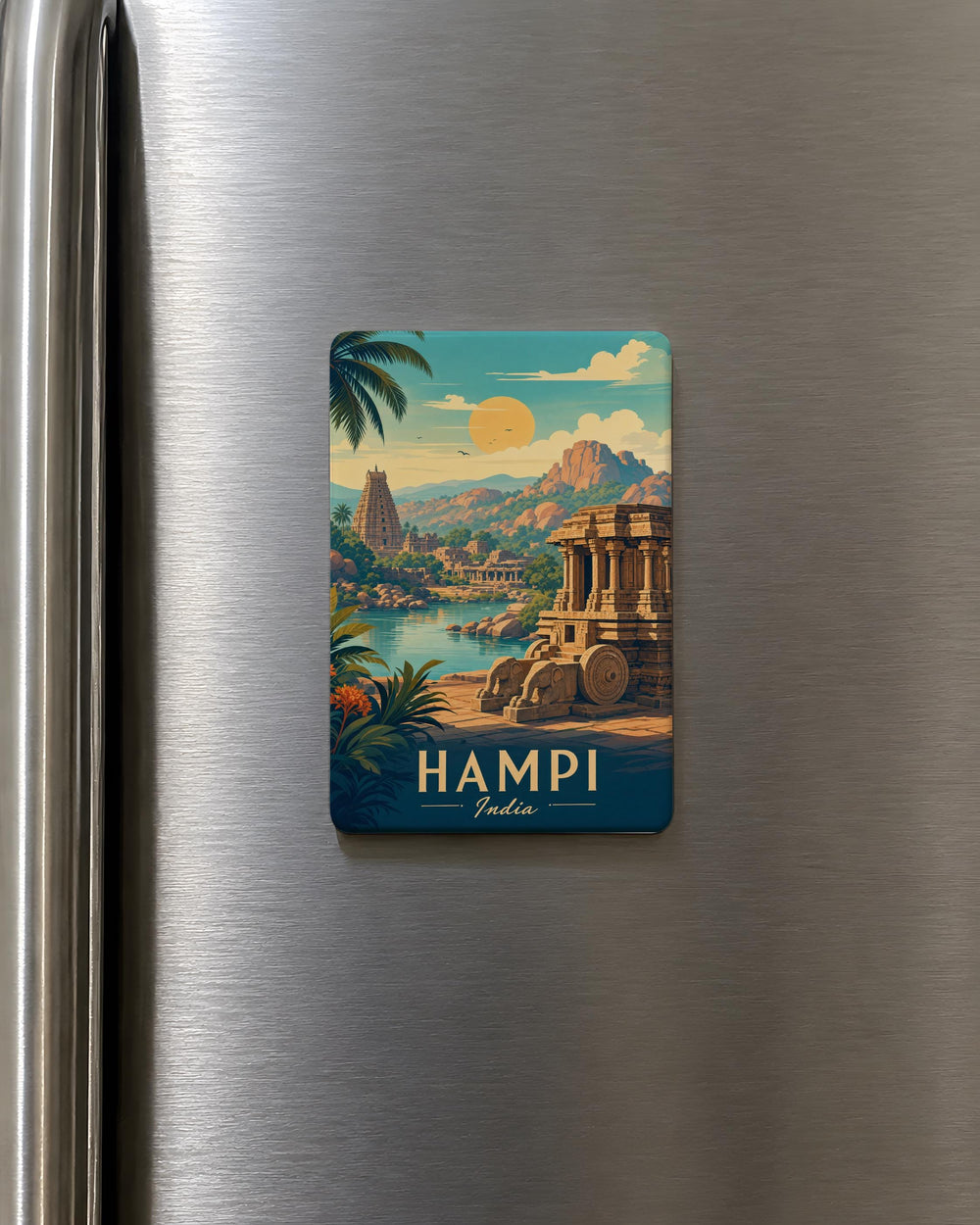Hampi India Fridge Magnet, Hampi Temple Ruins Souvenir Magnet, Karnataka Travel Gift, Indian Heritage Landmark Magnet