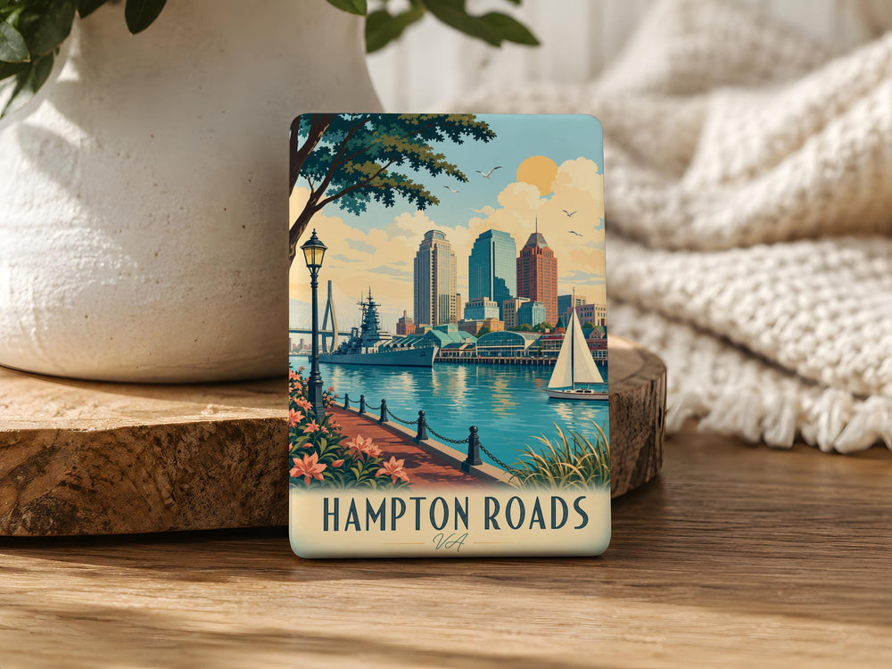Hampton Roads VA Fridge Magnet, Hampton Roads Virginia Souvenir Magnet, Coastal Virginia Travel Gift, Hampton Roads Keepsake Magnet