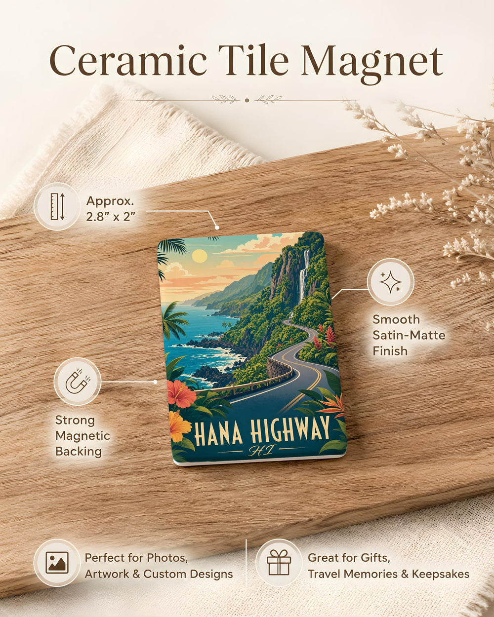 Hana Highway Maui Hawaii Fridge Magnet, Scenic Road to Hana Souvenir Magnet, Tropical Island Travel Keepsake
