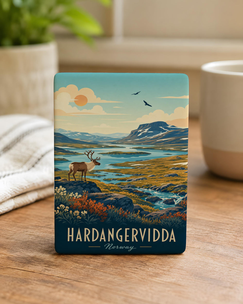 Hardangervidda National Park Fridge Magnet, Norway Mountain Plateau Landscape Souvenir Magnet, Scandinavian Nature Travel Gift