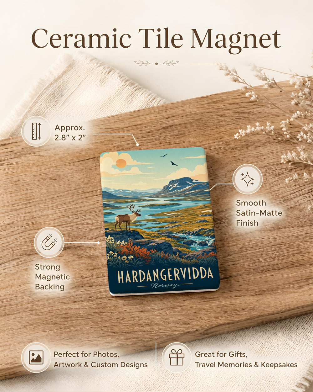 Hardangervidda National Park Fridge Magnet, Norway Mountain Plateau Landscape Souvenir Magnet, Scandinavian Nature Travel Gift