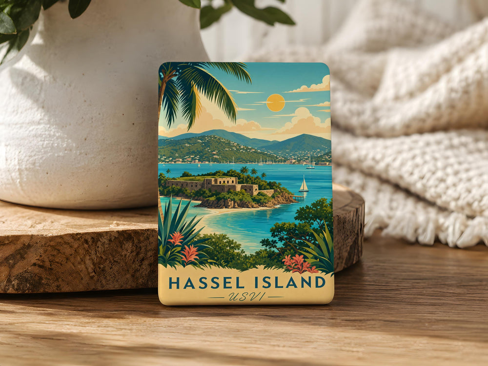 Hassel Island USVI Fridge Magnet, St Thomas Virgin Islands Souvenir, Caribbean Island Travel Keepsake Magnet