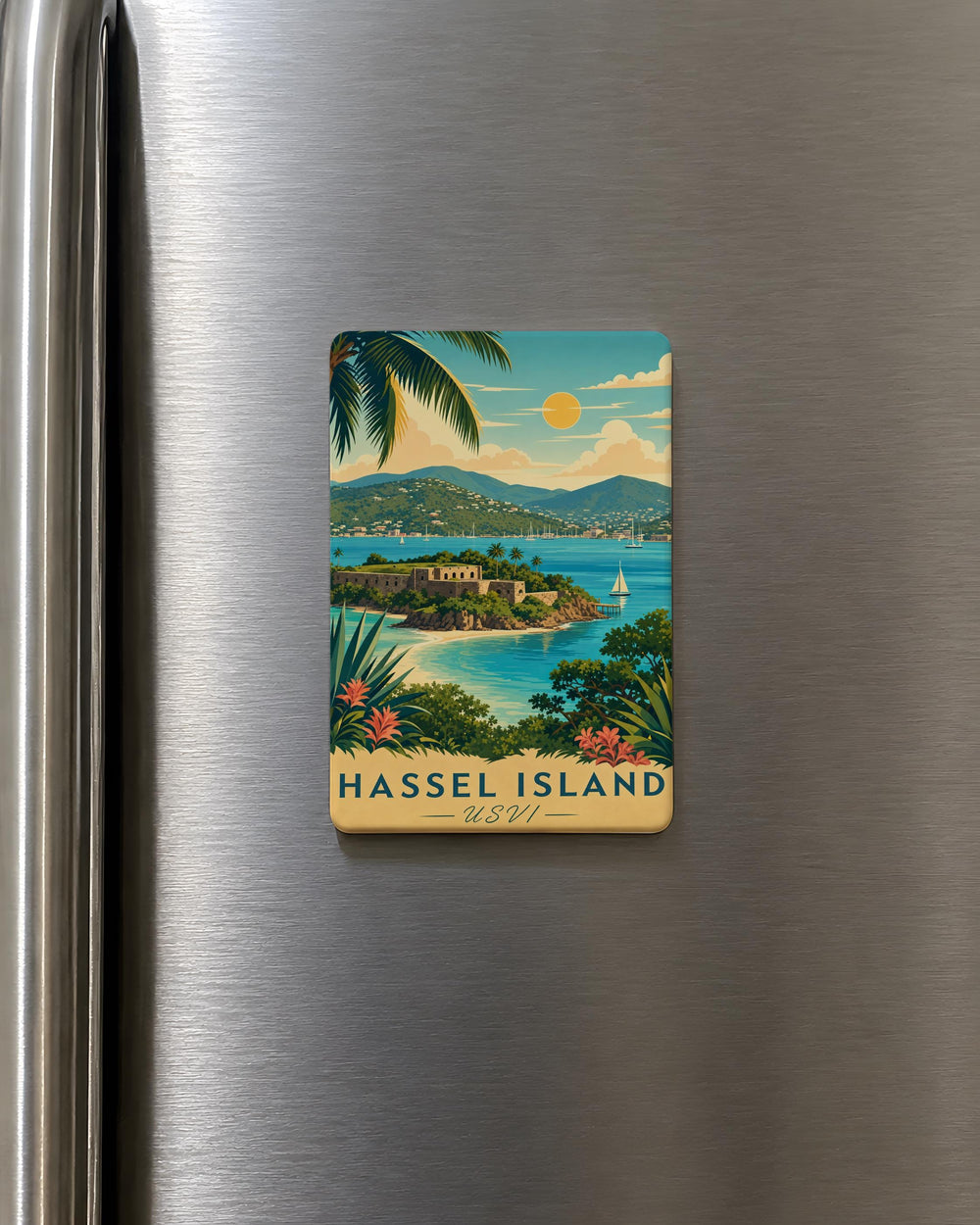 Hassel Island USVI Fridge Magnet, St Thomas Virgin Islands Souvenir, Caribbean Island Travel Keepsake Magnet