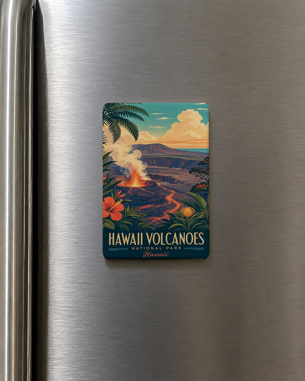 Hawaii Volcanoes National Park Fridge Magnet, Kilauea Volcano Lava Landscape Souvenir Magnet, Big Island Hawaii Travel Gift