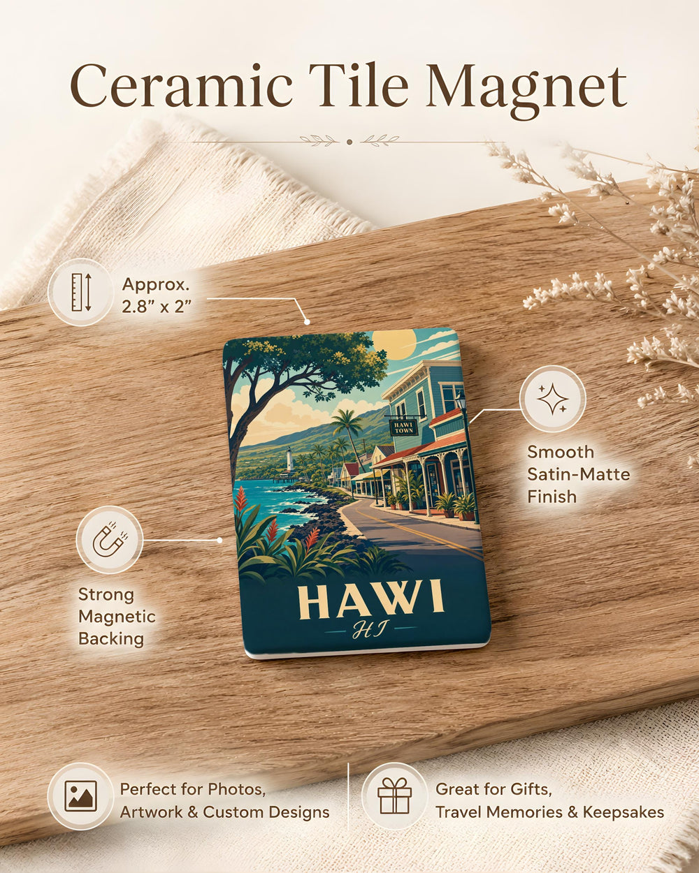 Hawi Hawaii Fridge Magnet, Hawi HI Souvenir Magnet, Big Island Hawaii Travel Gift, Hawi Town Keepsake Magnet