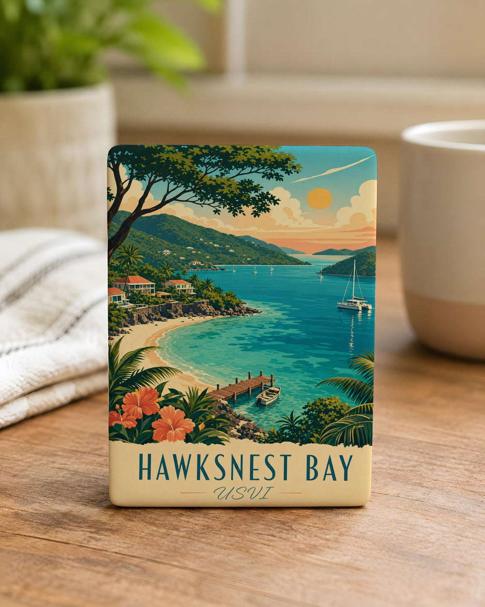 Hawksnest Bay USVI Fridge Magnet, U.S. Virgin Islands Beach Souvenir Magnet, St John Travel Keepsake Magnet