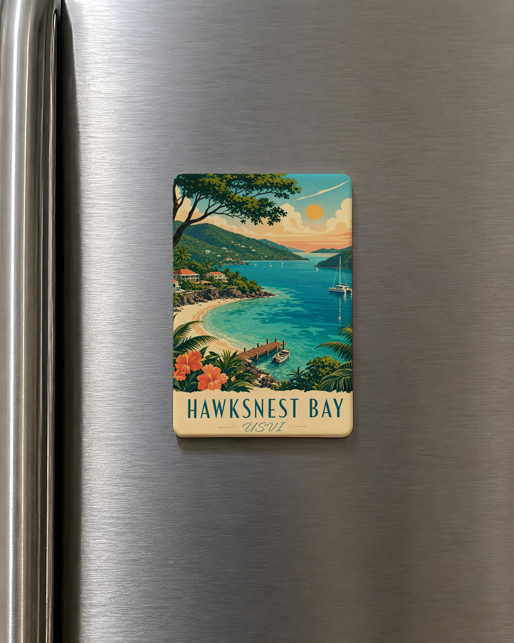 Hawksnest Bay USVI Fridge Magnet, U.S. Virgin Islands Beach Souvenir Magnet, St John Travel Keepsake Magnet
