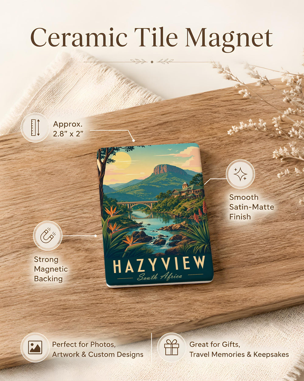 Hazyview South Africa Fridge Magnet, Hazyview Souvenir Magnet, South Africa Travel Gift, Hazyview Vacation Keepsake Magnet