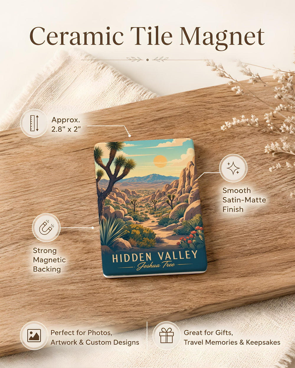 Hidden Valley Joshua Tree National Park Fridge Magnet, Desert Rocks & Joshua Trees Souvenir Magnet, California Travel Gift