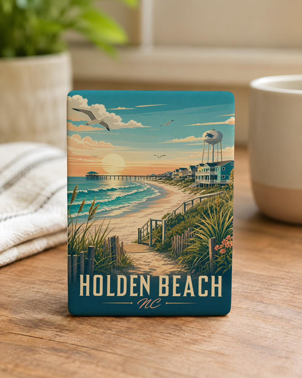 Holden Beach NC Fridge Magnet, North Carolina Coastal Souvenir, Beach Town Travel Gift, Oceanfront Vacation Keepsake