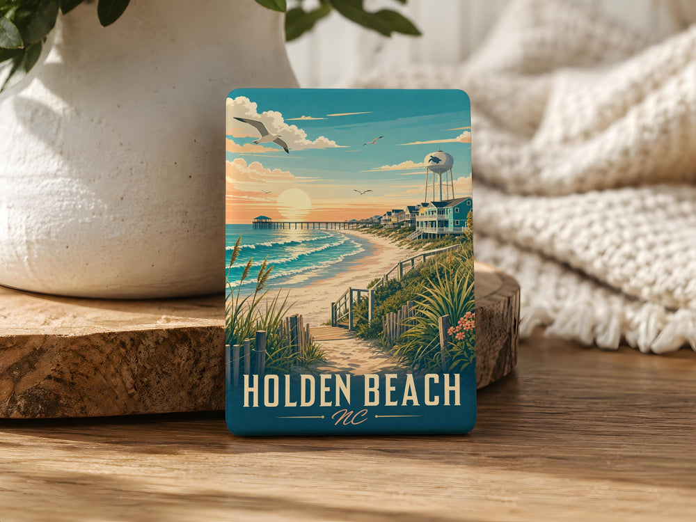 Holden Beach NC Fridge Magnet, North Carolina Coastal Souvenir, Beach Town Travel Gift, Oceanfront Vacation Keepsake