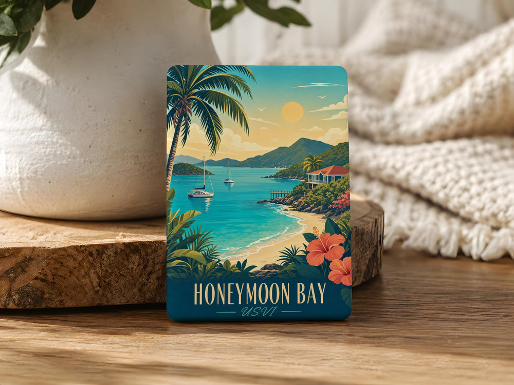 Honeymoon Bay USVI Fridge Magnet, U.S. Virgin Islands Beach Souvenir Magnet, Tropical Island Travel Keepsake Gift