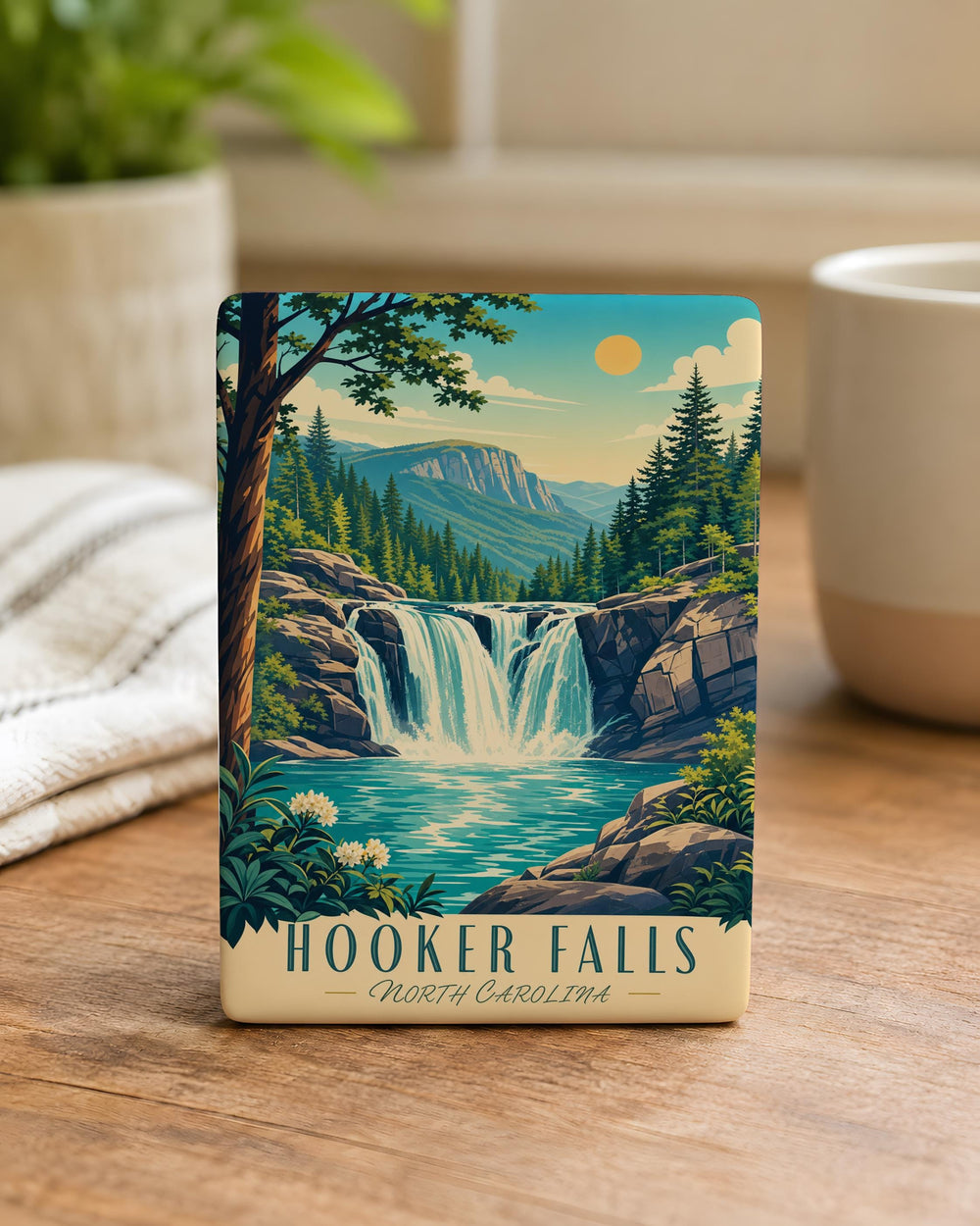 Hooker Falls Fridge Magnet, Waterfall Nature Souvenir, North Carolina Hiking Landmark Gift