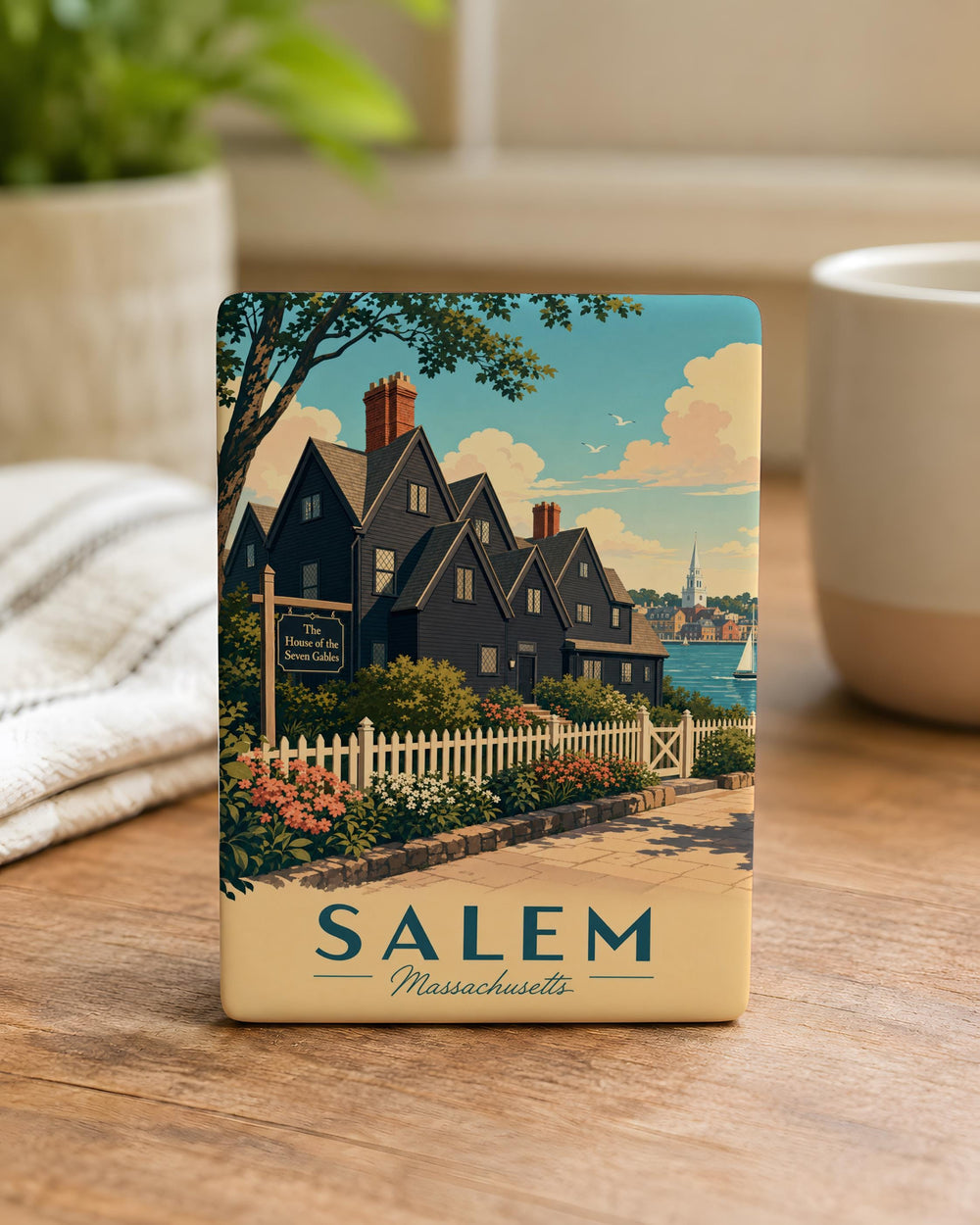 House of the Seven Gables Fridge Magnet, Salem Massachusetts Historic House Landmark Souvenir Magnet, New England Gothic Home Decor Magnet