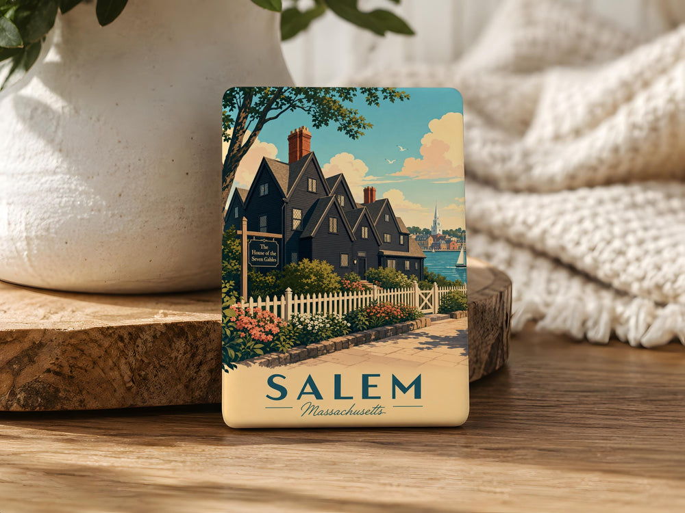 House of the Seven Gables Fridge Magnet, Salem Massachusetts Historic House Landmark Souvenir Magnet, New England Gothic Home Decor Magnet