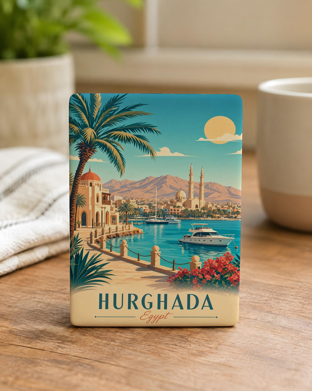 Hurghada Egypt Fridge Magnet, Red Sea Resort Souvenir, Egyptian Travel Keepsake, Hurghada City Landmark Magnet