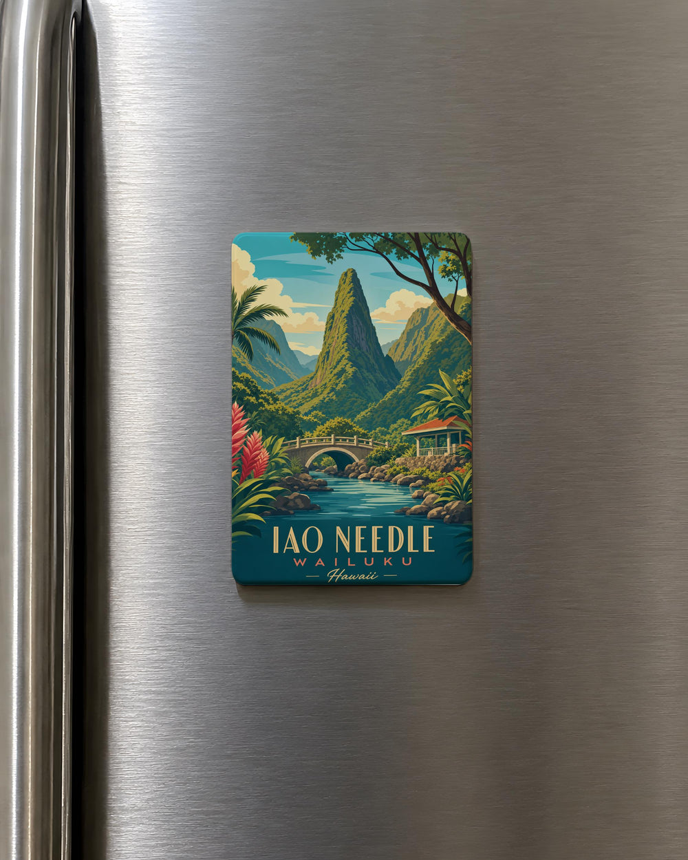 Iao Needle Fridge Magnet, Maui Hawaii Landmark Souvenir Magnet, Mountain Peak Travel Gift, Island Keepsake Magnet