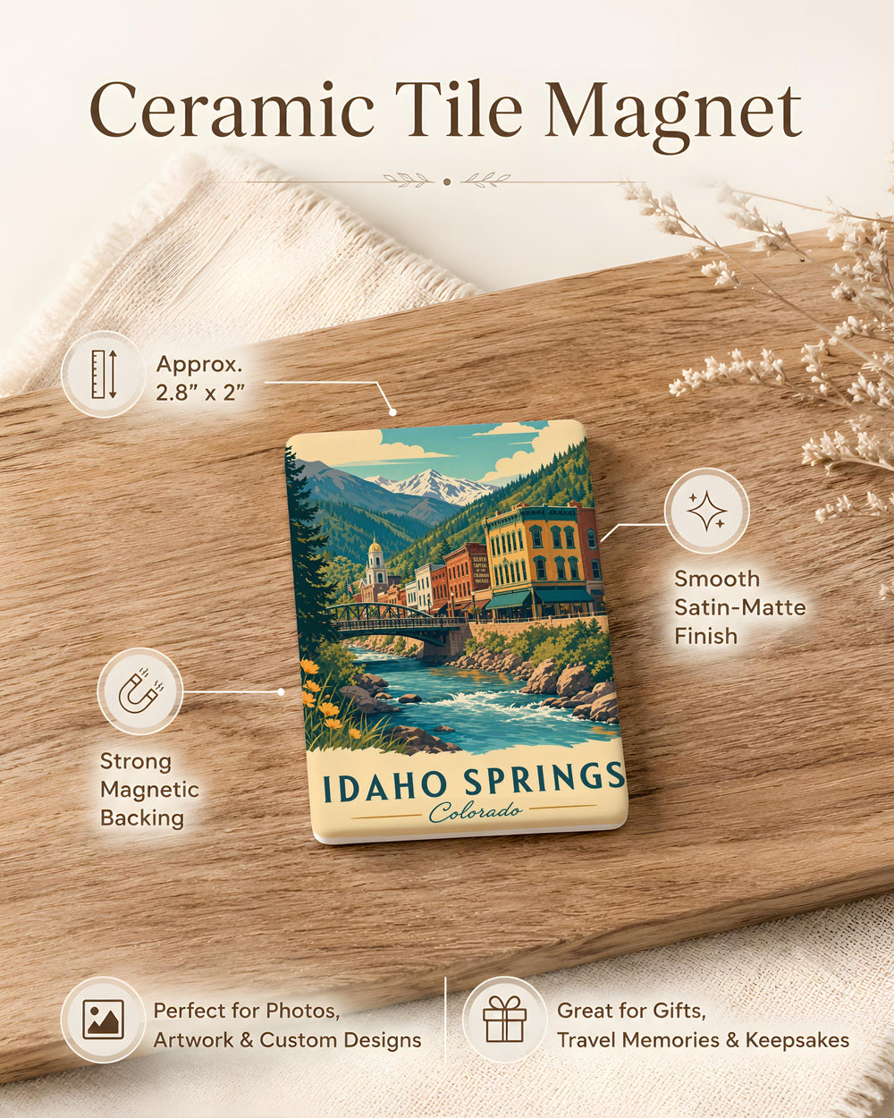Idaho Springs Colorado Fridge Magnet, Idaho Springs CO Souvenir Magnet, Rocky Mountain Town Travel Keepsake Magnet