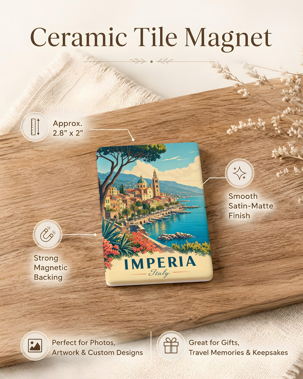 Imperia Italy Fridge Magnet, Imperia Souvenir Magnet, Italian Riviera Travel Gift, Liguria Italy Keepsake Magnet