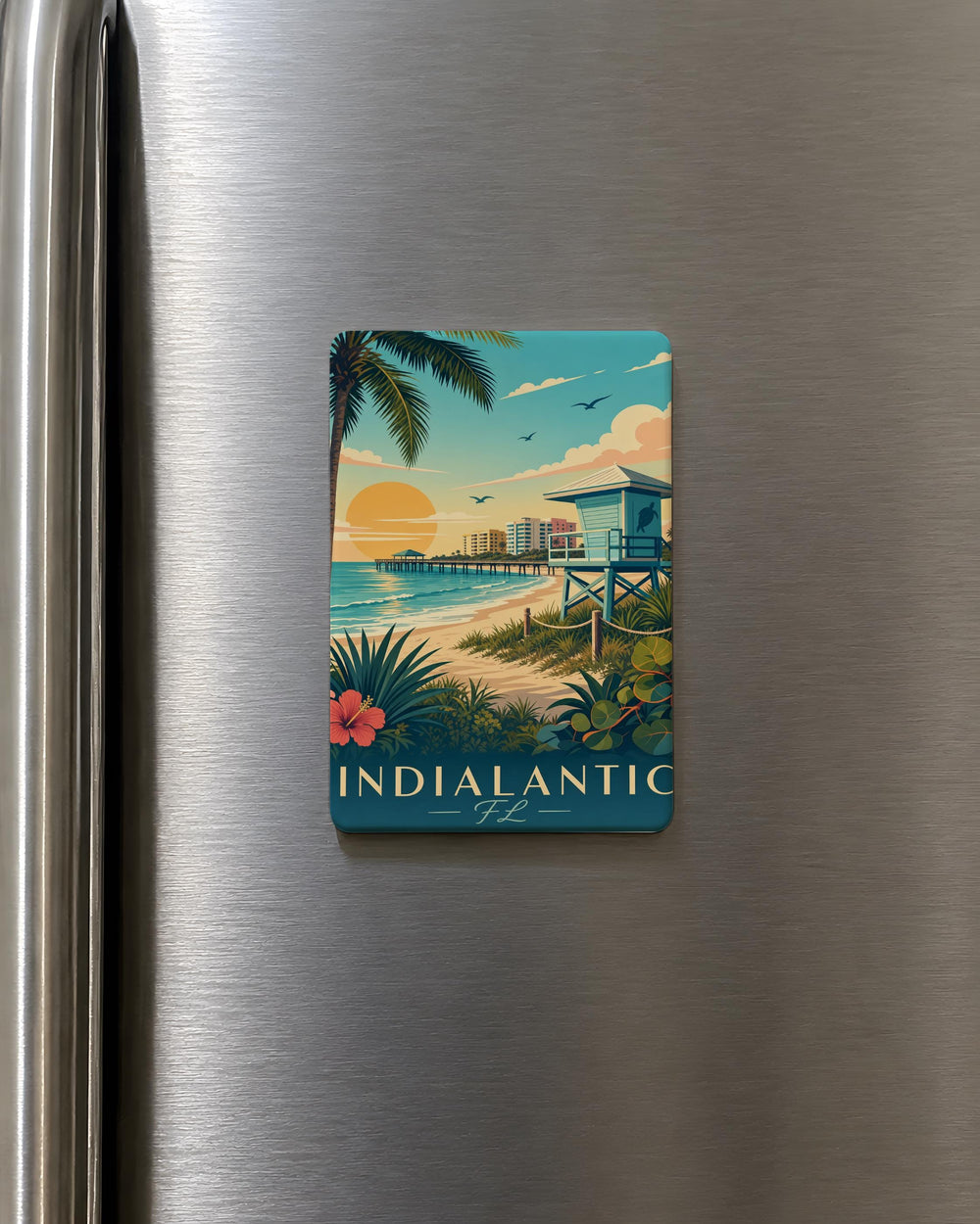 Indialantic Florida Fridge Magnet, Indialantic FL Souvenir Magnet, Space Coast Beach Town Vacation Keepsake Magnet
