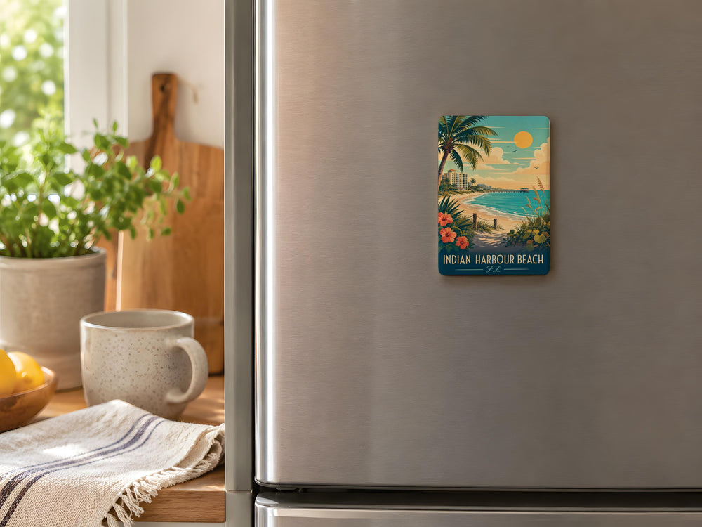 Indian Harbour Beach FL Fridge Magnet, Florida Coastal Souvenir Magnet, Beach Town Travel Keepsake Gift