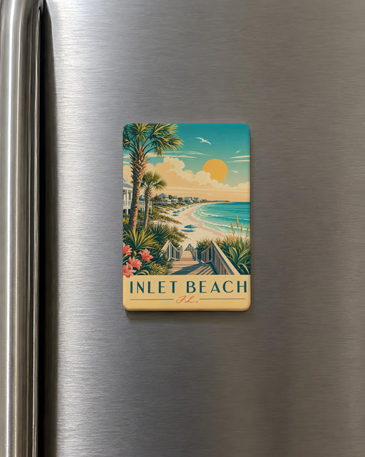 Inlet Beach Florida Fridge Magnet, Inlet Beach FL Souvenir Magnet, Coastal Beach Town Vacation Travel Keepsake Gift