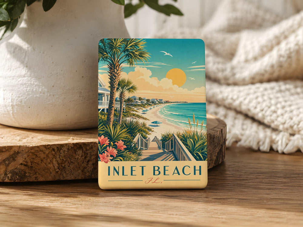 Inlet Beach Florida Fridge Magnet, Inlet Beach FL Souvenir Magnet, Coastal Beach Town Vacation Travel Keepsake Gift