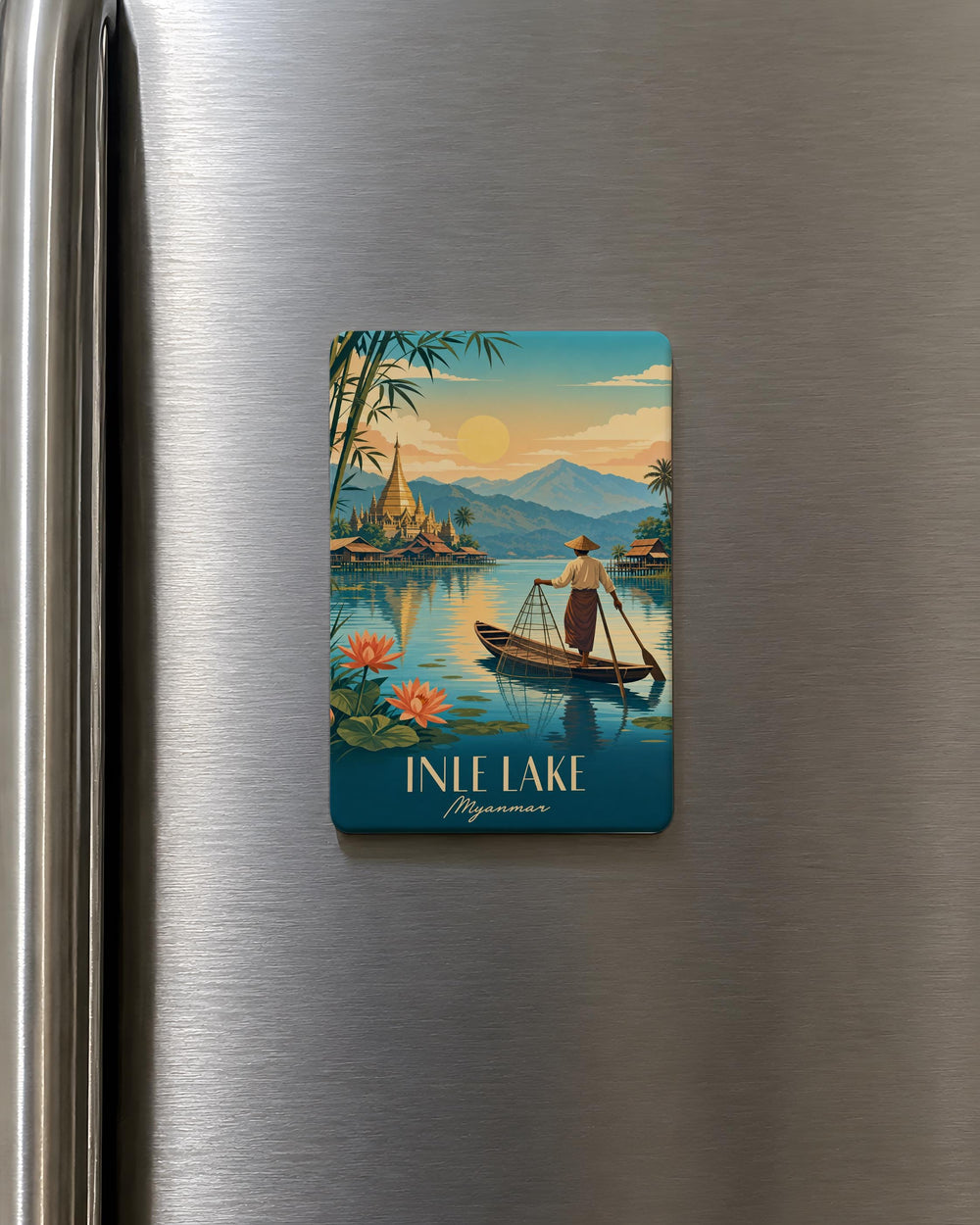 Inle Lake Myanmar Fridge Magnet, Shan State Travel Souvenir, Burmese Lake Scene, Myanmar Landmark Keepsake Magnet
