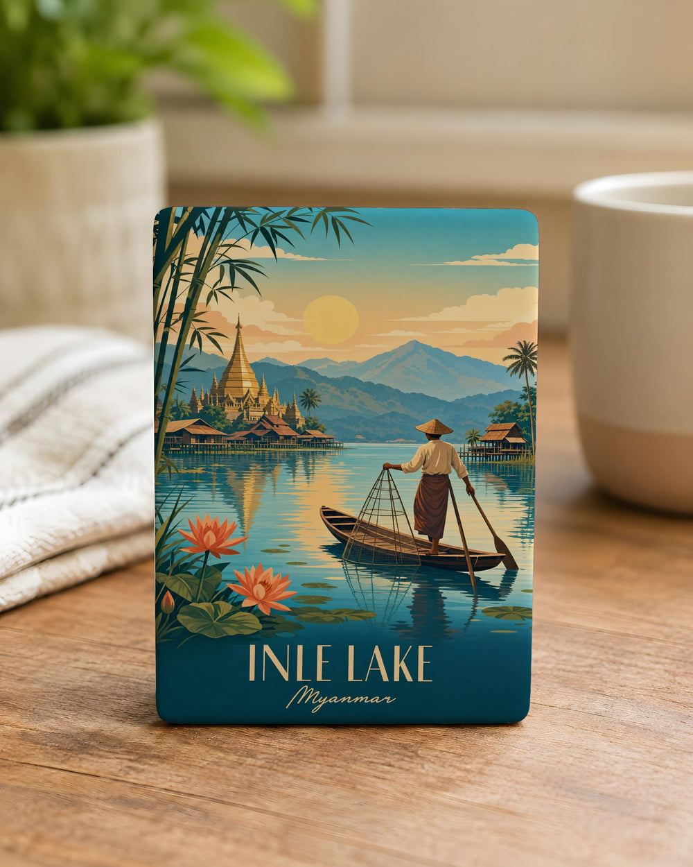 Inle Lake Myanmar Fridge Magnet, Shan State Travel Souvenir, Burmese Lake Scene, Myanmar Landmark Keepsake Magnet