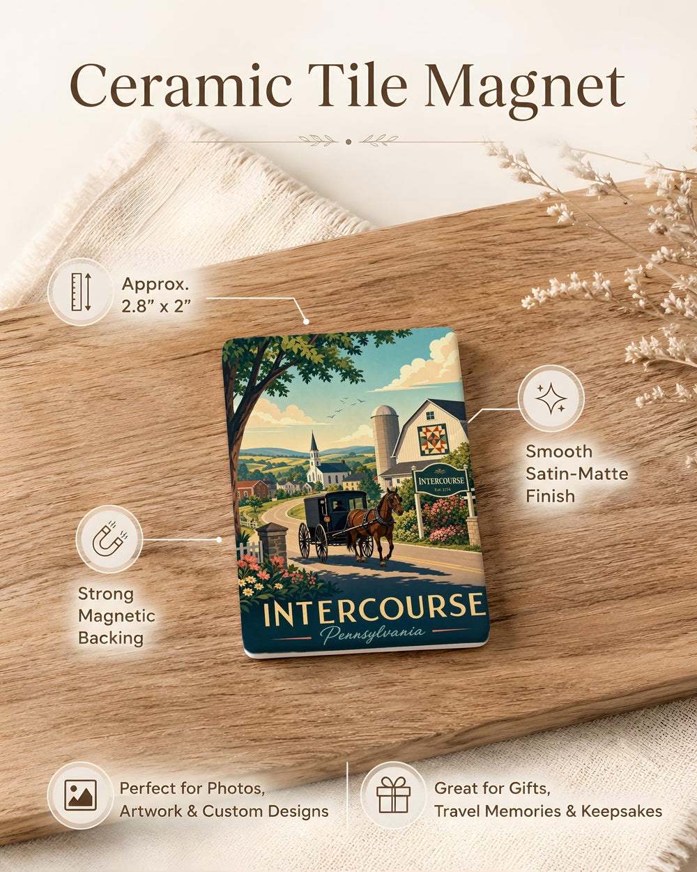 Intercourse PA Fridge Magnet, Pennsylvania Town Souvenir Magnet, Intercourse Pennsylvania Travel Gift, Lancaster County Magnet