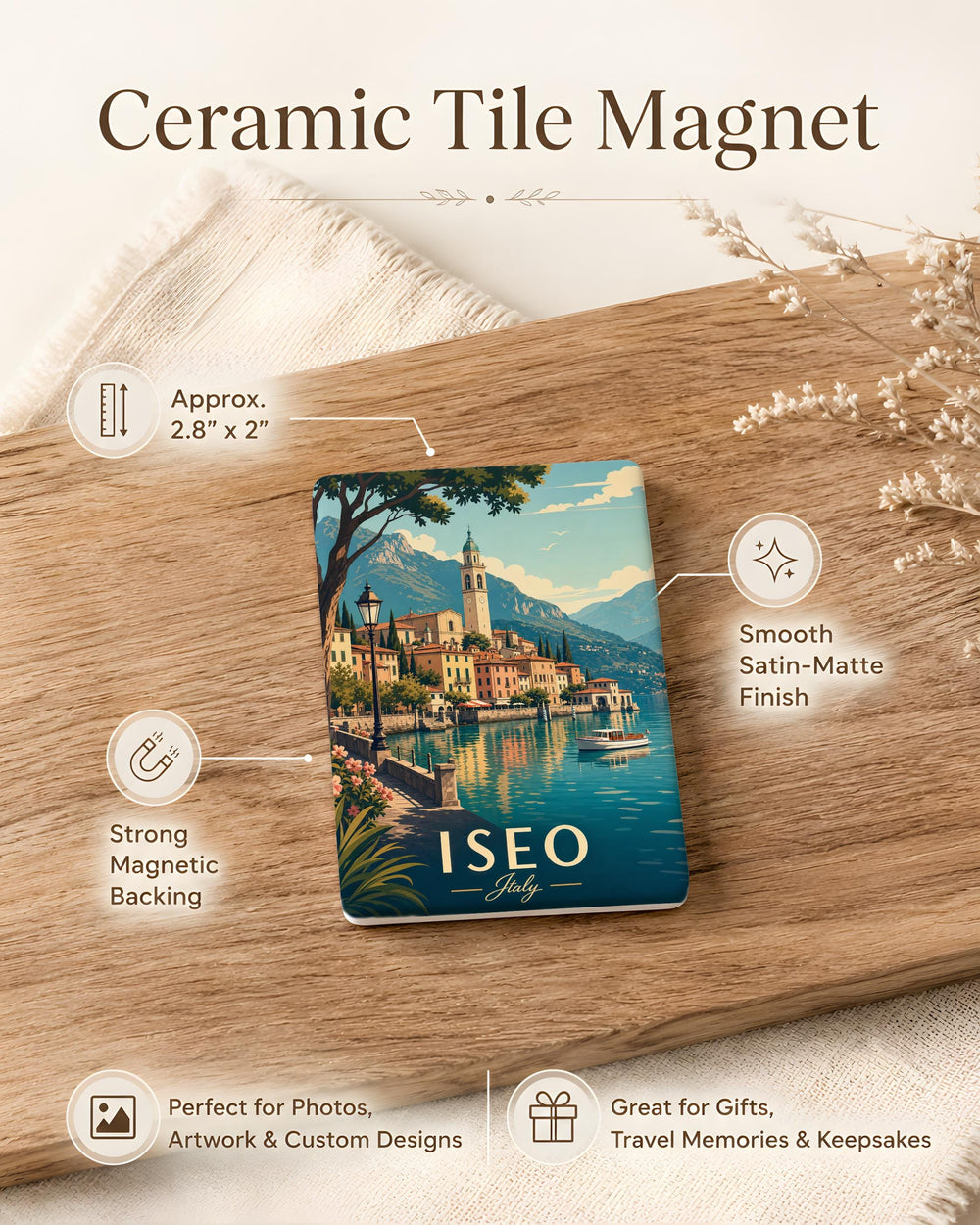 Iseo Italy Fridge Magnet, Lake Iseo Travel Souvenir Magnet, Italian Lakeside Destination Keepsake, Italy Vacation Gift