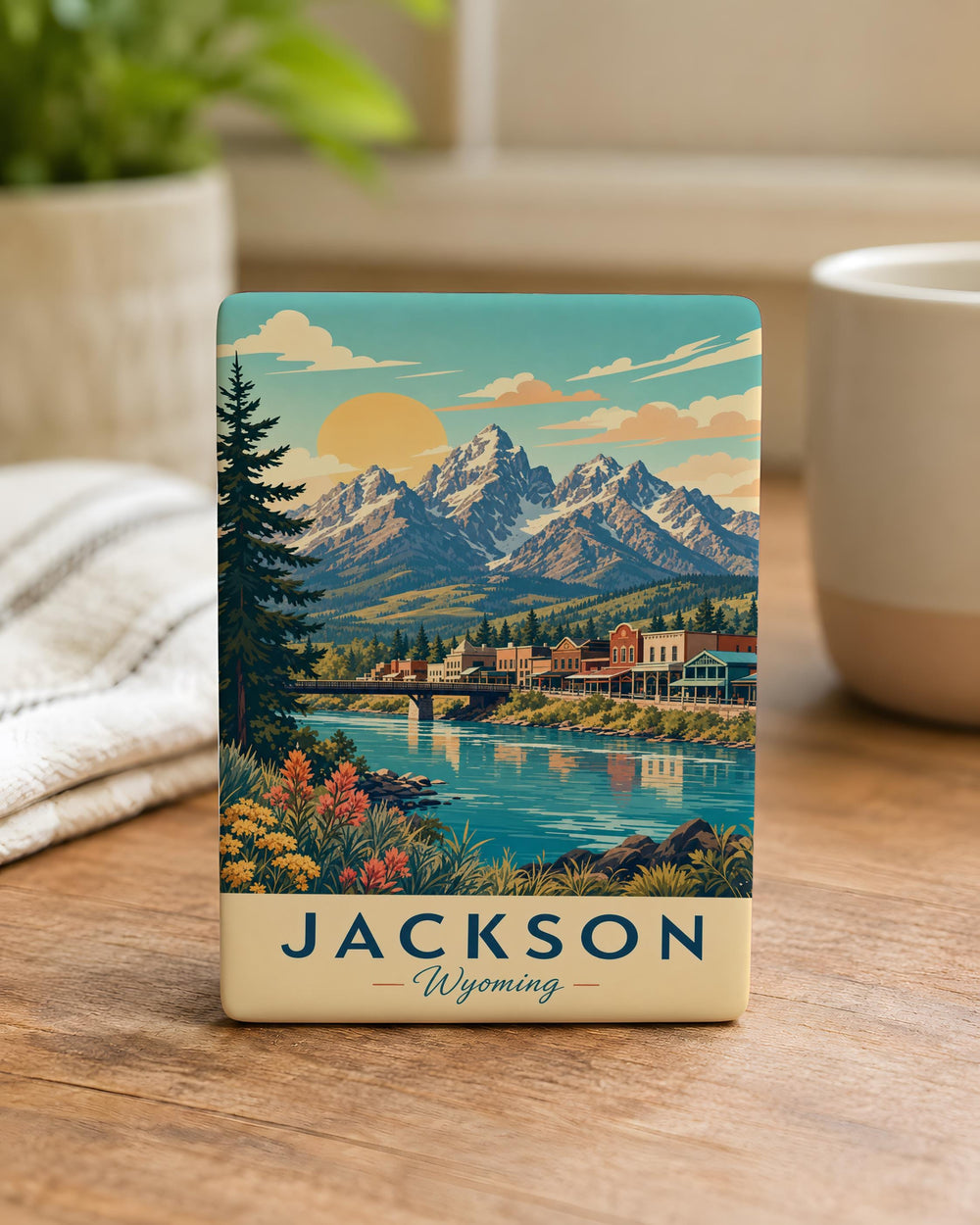 Jackson WY Fridge Magnet, Jackson Hole Wyoming Souvenir Magnet, Town Square Antler Arches Travel Keepsake Magnet