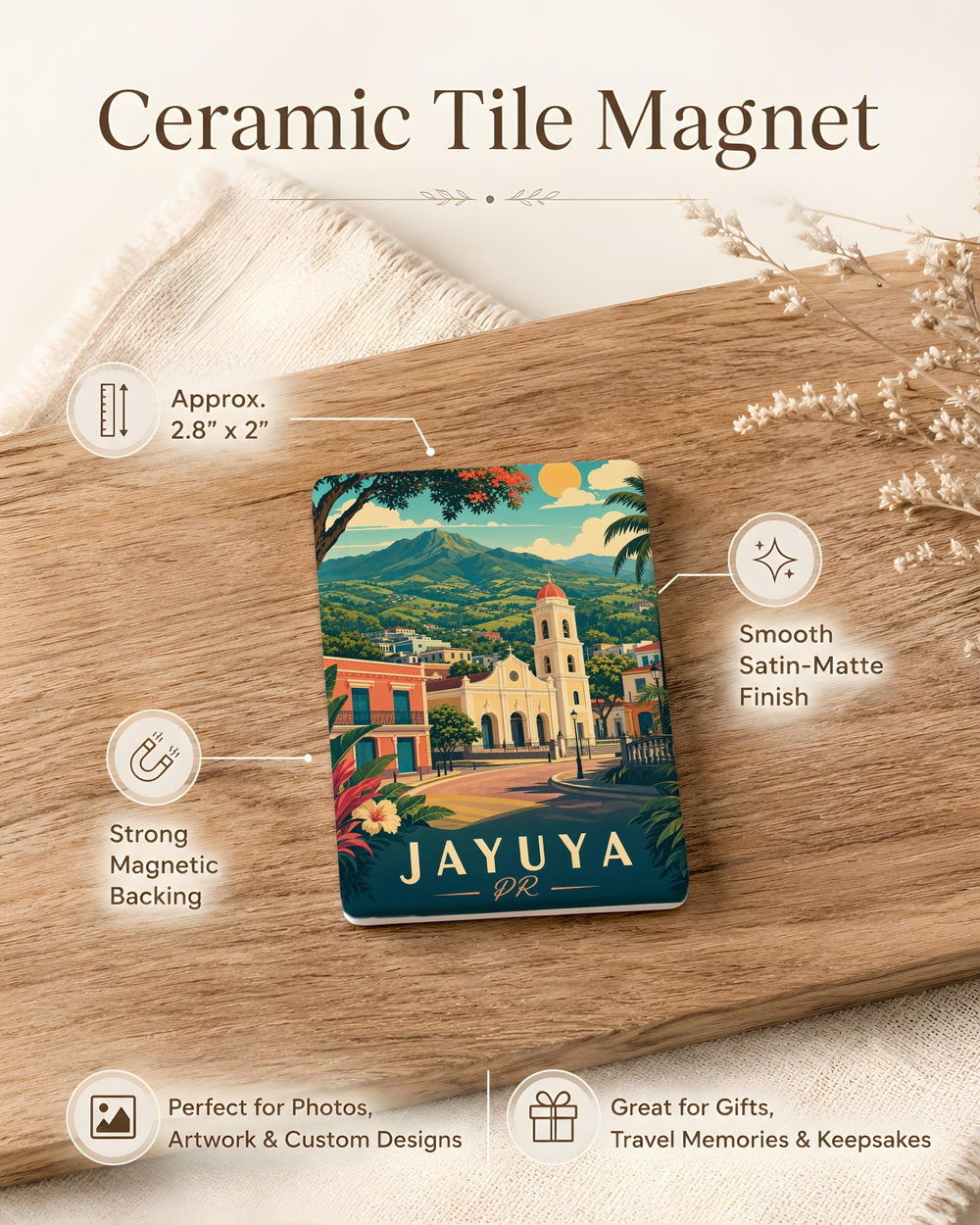 Jayuya Puerto Rico Fridge Magnet, Jayuya PR Souvenir Magnet, Puerto Rico Travel Gift, Island Keepsake Magnet