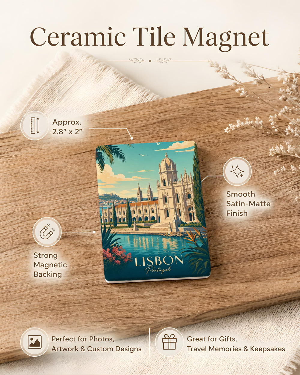 Jerónimos Monastery Fridge Magnet, Lisbon Portugal Landmark Souvenir Magnet, Historic Monastery Travel Gift